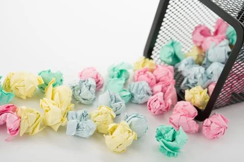 Garbage bin with paper waste Stock Photos