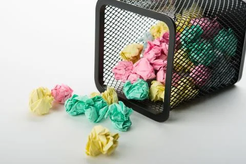 Garbage bin with paper waste Stock Photos