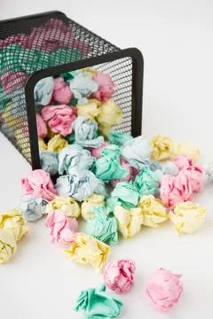 Garbage bin with paper waste Stock Photos