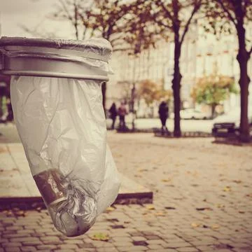Garbage bin in the park Stock Photos