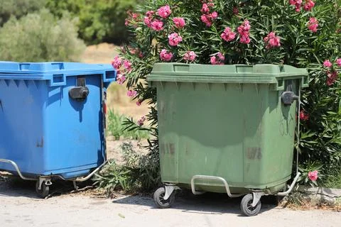Garbage bin in the park Stock Photos