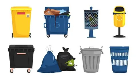 Garbage bins collection Stock Illustration
