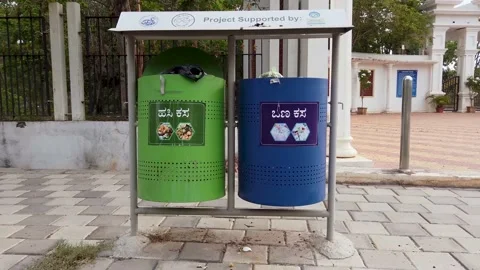 Garbage Bins kept for the public use in India. Stock Footage 154040414