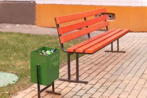 Garbage bins in the yard. Stock Photos