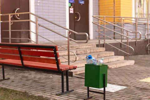 Garbage bins in the yard. Stock Photos