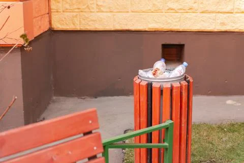 Garbage bins in the yard. Stock Photos
