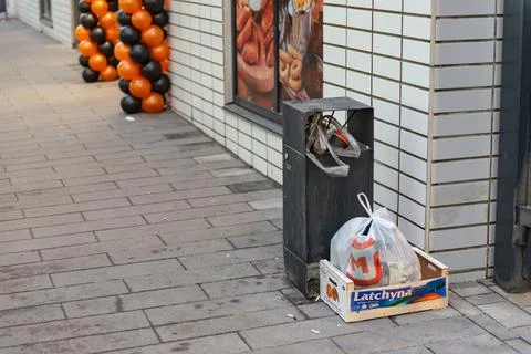 Garbage bins in the yard. Stock Photos