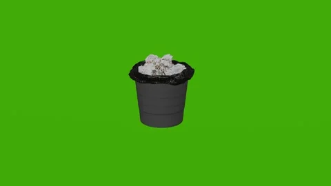 Garbage Bucket Rotating on Green Screen Stock Footage 279802232