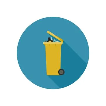 Garbage can flat icon Stock Illustration