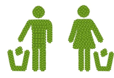 Garbage Can Icon Made of Four Leaf Clove Illustrazione stock