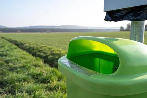Garbage can in the landscape Stock Photos