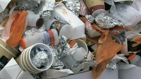 Garbage can over flow close HD Stock Footage 96825