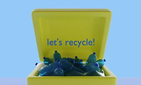 Garbage can for recycling. Lets recycle poster. Stock Illustration