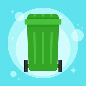 Garbage can. Trash container. Recycle bin. Vector flat simple illustration Stock Illustration