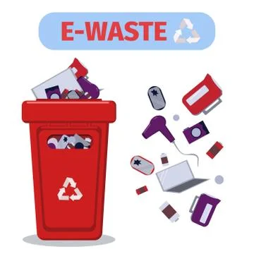 Garbage can vector flat illustrations. Sorting garbage. Ecology and recycle. Illustration