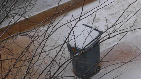 Garbage Can in Winter Stock Footage 36149966