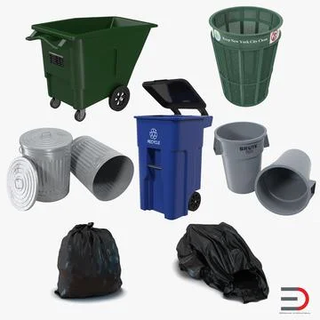 Garbage Dumpster with Bags 3D model