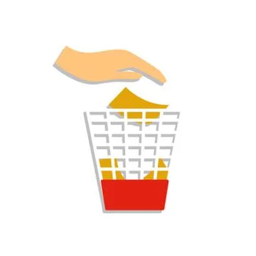 Garbage cans and bags in flat style icons. Vector icons of garbage bags Stock Illustration