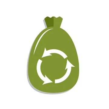 Garbage cans and bags in flat style icons. Vector icons of garbage bags Stock Illustration
