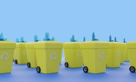 Garbage cans for recycling with plastic bottles. Stock Illustration