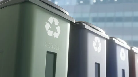 Garbage cans for separate collection of garbage and household waste Stock Footage 168381061