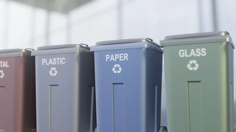Garbage cans for separate collection of garbage in the urban environment. Pre Stock Photos