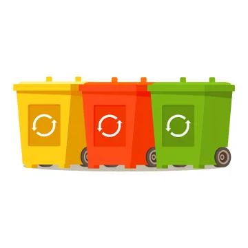 Garbage cans.Recycling garbage separation bin green, yellow. Stock Illustration