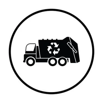 Garbage car with recycle icon Stock Illustration