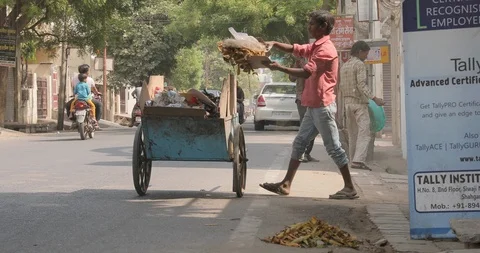 Garbage Cart India Video stock 111754056
