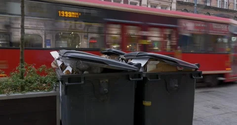 Garbage in the city center. Stock Footage 220664208