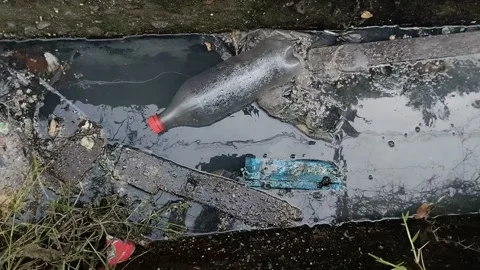 Garbage that clogs the gutters Stock Footage 305610341