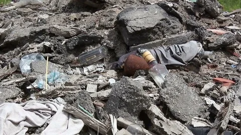 Garbage close-up. Huge garbage dumps outside the city Stock-Footage 77358209