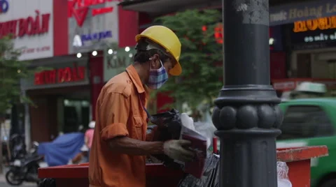 Garbage Colector Vietnam Stock Footage 54806974