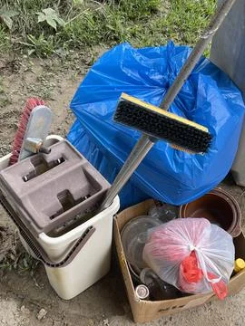 Garbage Collected After Deep Cleaning Stock Photos