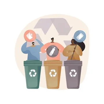 Garbage collection and sorting abstract concept vector illustration. Stockillustratie