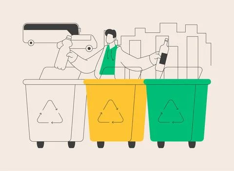 Garbage collection and sorting abstract concept vector illustration. Stock Illustration
