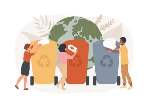 Garbage collection and sorting isolated concept vector illustration. Ilustración de archivo