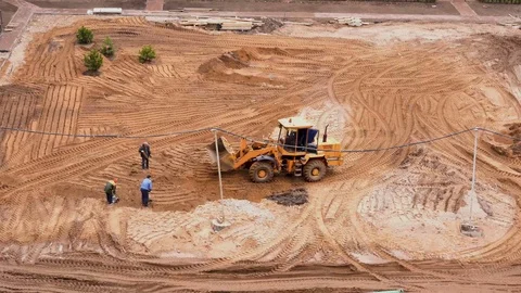 Garbage collection. General view of the construction site of a residential area Stock Footage 108512306