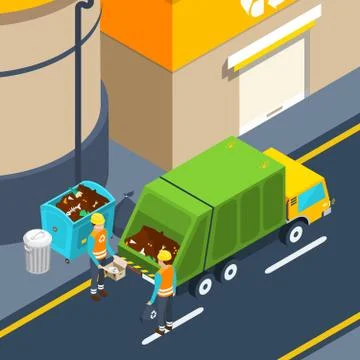 Garbage Collection Isometric Poster Ilustración de archivo