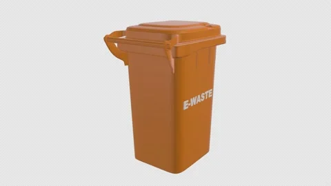 Garbage collection orange container. E-waste. Sorting of waste. Separate garbage Stock Footage 147974854