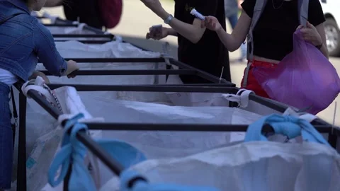 Garbage collection. trash cans. clean city. a clean world. greenpeace Stock-Footage 154251211