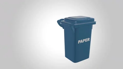 The garbage collector is a blue container. Paper. Sorting of waste. Separate was Stock Footage 148164340