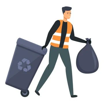 Garbage collector icon cartoon vector. Street trash Stock Illustration