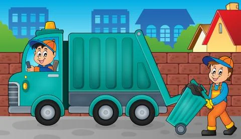 Garbage collector theme image - eps10 vector illustration. Stock Illustration