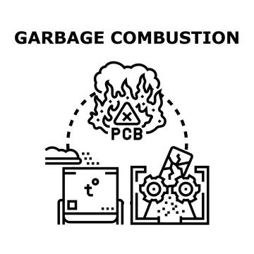 Garbage combustion creating toxic chemical pollution concept Stockillustratie
