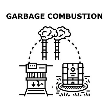 Garbage combustion industry process for waste management Stock Illustration