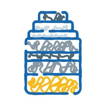 Garbage compactor sorting waste layers doodle icon Stock Illustration