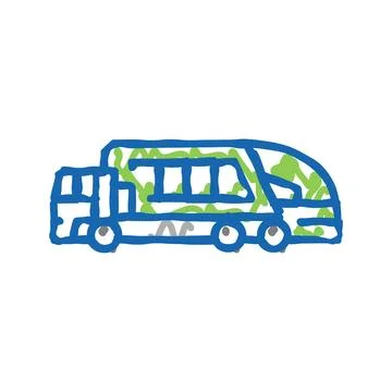 Garbage construction car vehicle icon doodle illustration Stock Illustration