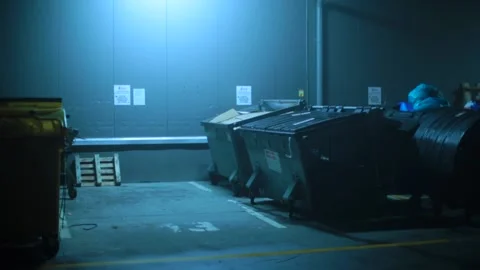Garbage container basement shopping center separate waste collection utilisation Stock Footage 143081564