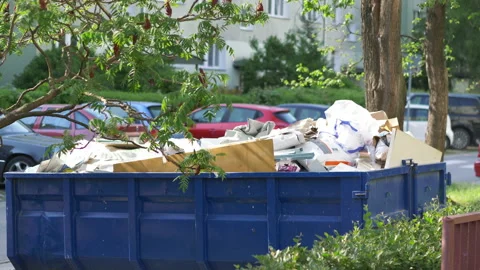 Garbage Container in the city in 4k slow motion Stock Footage